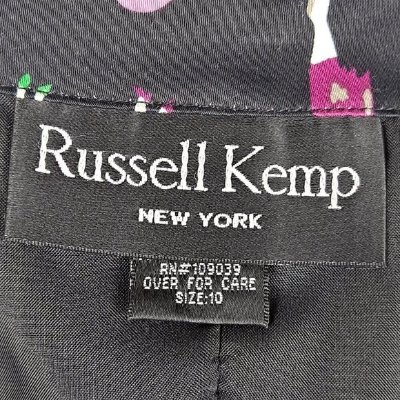 Russell Kemp Size 10 Blazer Ladies of the 1920's Print Black Green Pink 1 Button - Picture 8 of 11